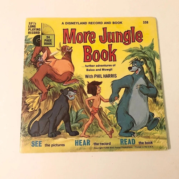 Vintage 1969 Disney More Jungle Book Baloo and Mowgli Book Only No Record - Picture 1 of 16